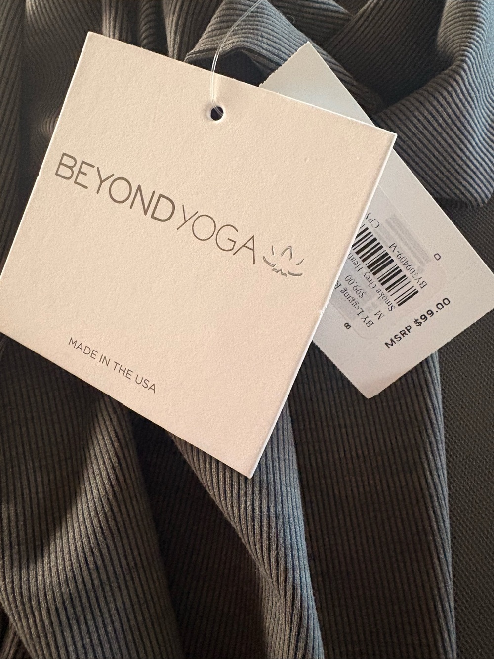 NWT Beyond Yoga Heather Rib High-Waisted Midi Leggings, size M - Picture 8 of 9